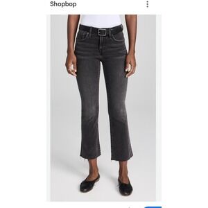 Madewell Mid Rise Kick Out Crop Jeans Women's Sz 28 Raw Hem Washed Black $128